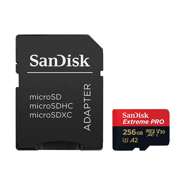 SanDisk Electronics Accessories Brand New Sandisk Extreme Pro MicroSDXC 256GB + SD Adapter 190mb/s 90mb/s A2 C10 V30 U - SDSQXCD-256G-GN6MA