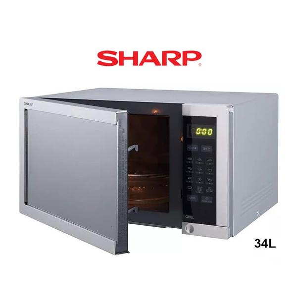 Sharp Kitchen & Dining Sharp 34 Liters 1100 Watts Stainless Steel Digital Combination Microwave Oven with Grill, Silver - R-77AT-ST