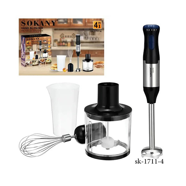 Sokany Kitchen & Dining Black / Brand New Sokany, 4 in 1 Hand Blender 1000W - SK-1711-4