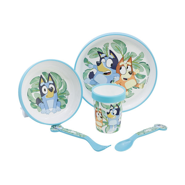 Stor Kitchen & Dining Blue / Brand New Disney Stor Non-Slip 5 Pcs Bicolor Premium Set In Standard Box Bluey - 50675