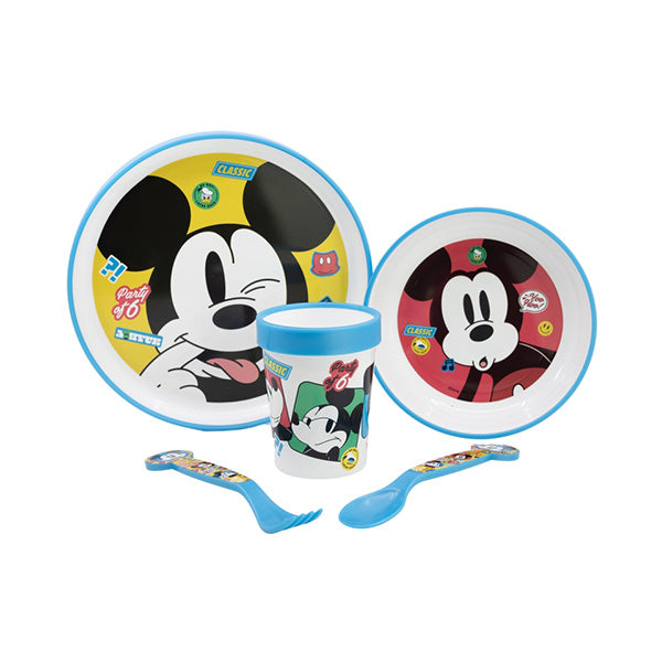 Stor Kitchen & Dining Blue / Brand New Disney Stor Non-Slip 5 Pcs Bicolor Premium Set In Standard Box Mickey Mouse Fun-Tastic - 74385