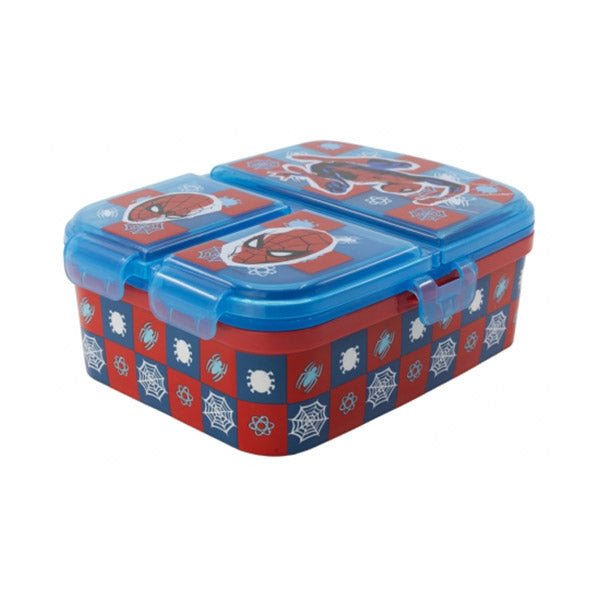 Stor Kitchen & Dining Blue / Brand New Stor Xl Multi Compartment Rectangular Sandwich Box Spiderman Arachnid Grid - 74799