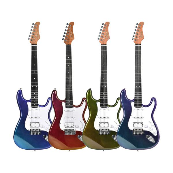 Tayste Hobbies & Creative Arts TAYSTE Guitar Electric, KST215 Blue to purple, red to gold with 5mm Padded Bag