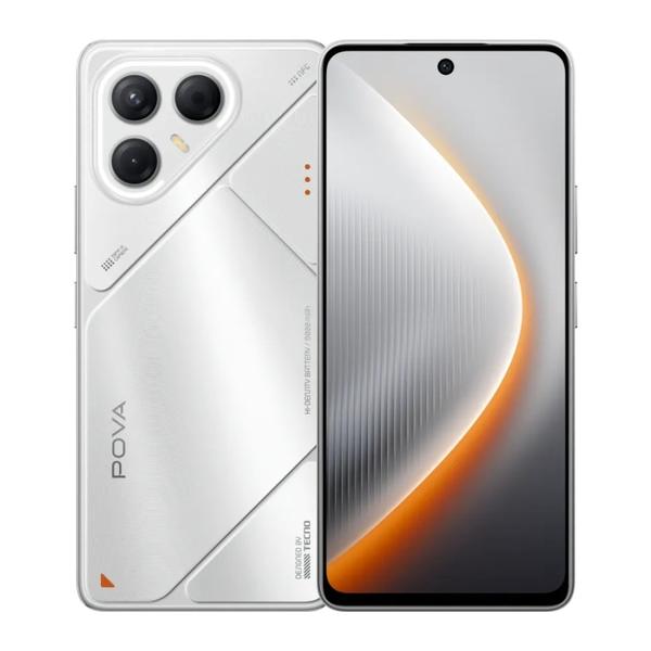 Tecno Communications Magic Silver / Brand New / 1 Year Tecno Pova 7 5G 16GB/256GB (8GB Extended RAM) + Free Tecno Magnetic Wireless Power Bank 5000mAh + Cover and Protection Included + 100 Days Screen Replacement Warranty