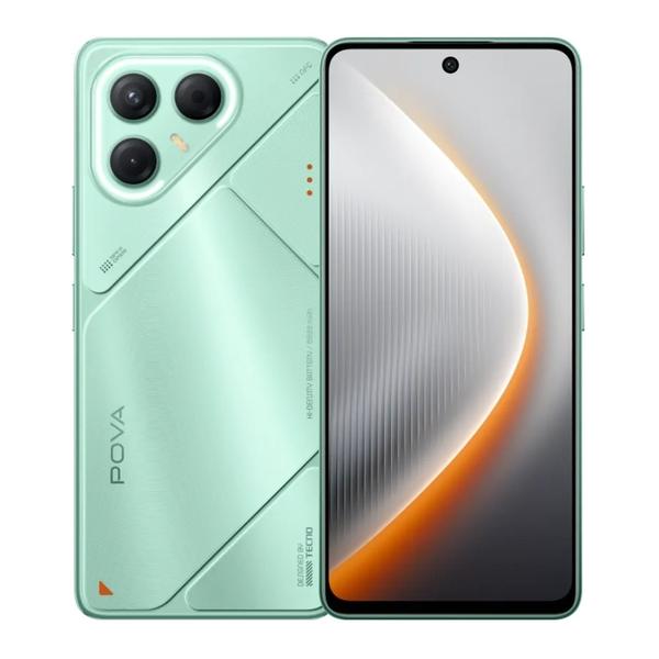 Tecno Communications Oasis Green / Brand New / 1 Year Tecno Pova 7 5G 16GB/256GB (8GB Extended RAM) + Free Tecno Magnetic Wireless Power Bank 5000mAh + Cover and Protection Included + 100 Days Screen Replacement Warranty