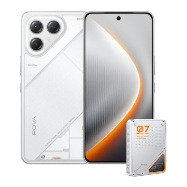 Tecno Communications White / Brand New / 1 Year Tecno Pova 7 Ultra 5G 24GB/256GB (12GB Extended RAM) + Free Tecno Magnetic Wireless Power Bank 5000mAh + Cover and Protection Included + 100 Days Screen Replacement Warranty