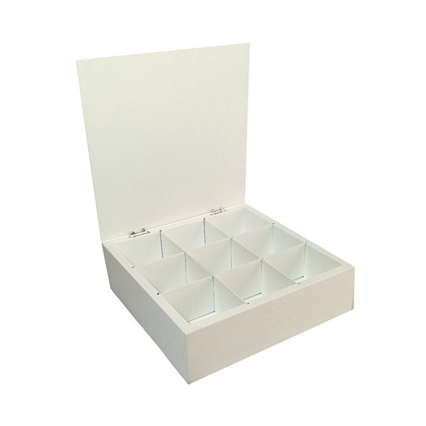 Testa Kitchen & Dining White / Brand New Flow Wooden Tea Box, Size: 23 x 23 x 8 Cm