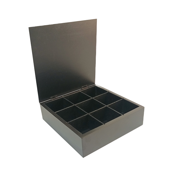 Testa Kitchen & Dining Black / Brand New Flow Wooden Tea Box, Size: 23 x 23 x 8 Cm