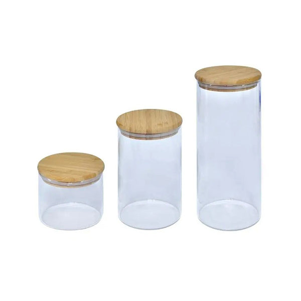 Testa Kitchen & Dining Transparent / Brand New Testa 3Pcs Food Canister 1000Ml With Bamboo Lid - 2734040035