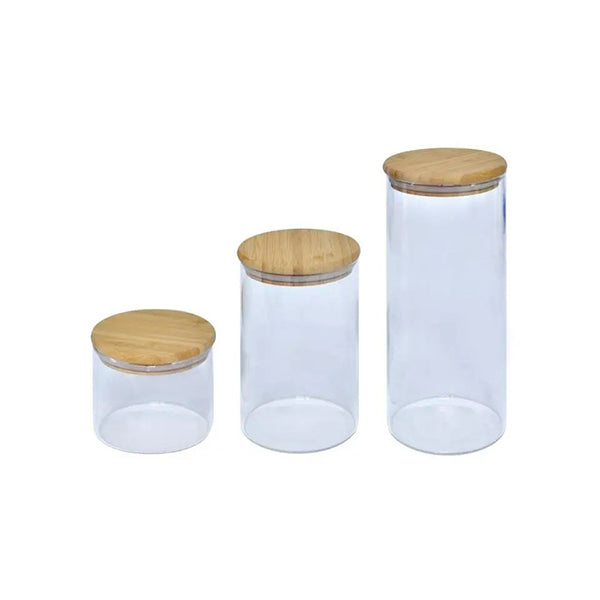 Testa Kitchen & Dining Transparent / Brand New Testa 3Pcs Food Canister 1500Ml with Bamboo Lid - 2734040034