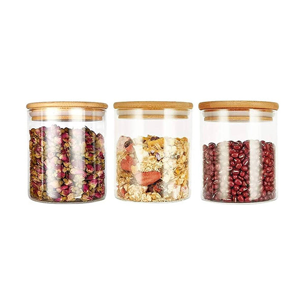 Testa Kitchen & Dining Transparent / Brand New Testa 3Pcs Food Canister 450Ml with Bamboo Lid - 2734040037