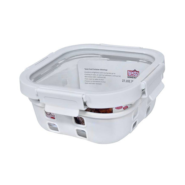 Testa Kitchen & Dining White / Brand New Testa Food Container 800Ml Square (H.E) - 2734040016