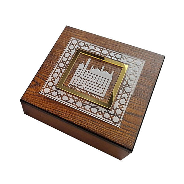 Testa Kitchen & Dining Brand New / Model-1 Testa Wooden Tea Box Arabesc Ramadan Karim, Size: 23 x 23 x 8 Cm - Available in Different Models