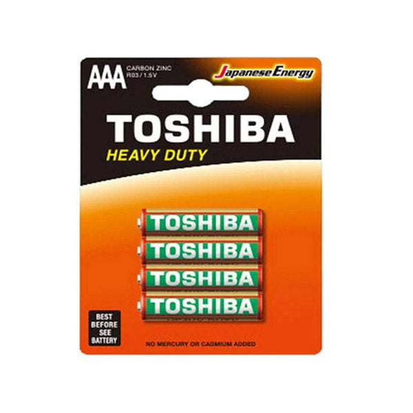 Toshiba Electronics Accessories Orange / Brand New Toshiba 1.5V Heavy Duty AAA Carbon Zink Batteries 4 Pcs R03