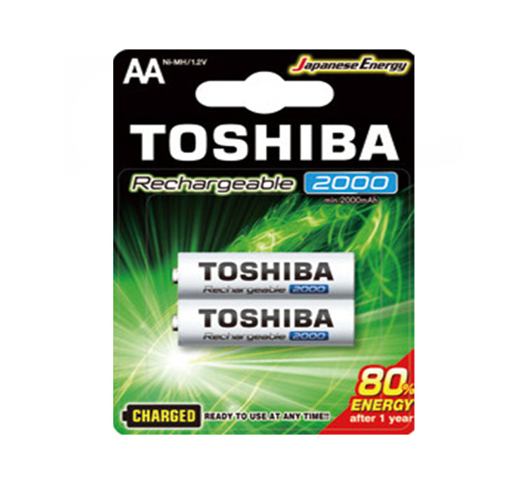 Toshiba Electronics Accessories White / Brand New Toshiba Rechargeable Battery AA 2000mAh 2 Pack