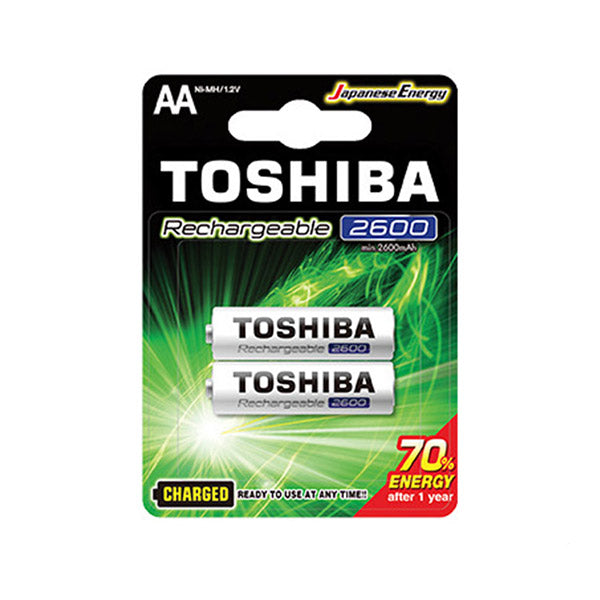 Toshiba Electronics Accessories White / Brand New Toshiba Rechargeable Battery AA 2600mAh 2 Pack BP2