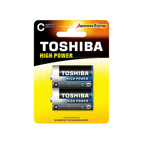 Toshiba Electronics Accessories Silver Blue / Brand New Toshiba Size C 1.5V High Power Alkaline Batteries 2 Pack LR14