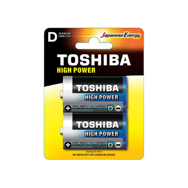 Toshiba Electronics Accessories Silver Blue / Brand New Toshiba Size D 1.5V High Power Alkaline Batteries 2 Pack LR20