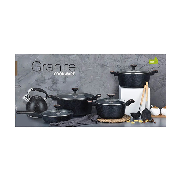 UAKEEN Kitchen & Dining Black / Brand New UAKEEN 12 Pieces Set Granite Non-Stick Coating 100% - 10967