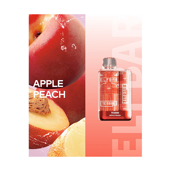 Vape ELFBAR TE5000 Apple Peach Vape, 5000 Puffs E-liquid Disposable Hookah Bar