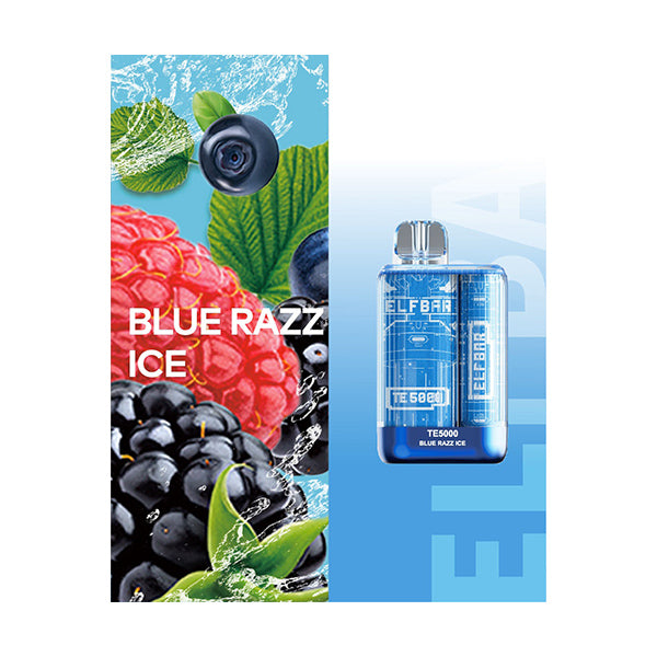 Vape ELFBAR TE5000 Blue Razz Ice Vape, 5000 Puffs E-liquid Disposable Hookah Bar