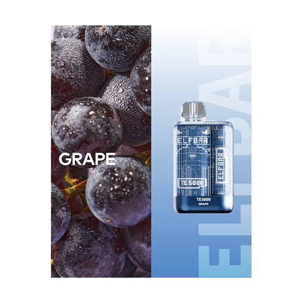 Vape ELFBAR TE5000 Grape Vape, 5000 Puffs E-liquid Disposable Hookah Bar