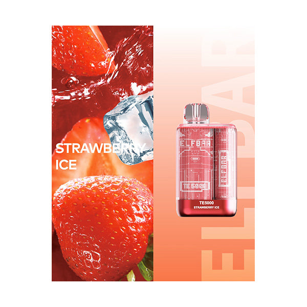 Vape ELFBAR TE5000 Strawberry Ice Vape, 5000 Puffs E-liquid Disposable Hookah Bar