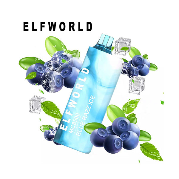 Vape ELFWORLD MC8500 Vape Blue Razz Ice, 8500 Puffs 14ml E-liquid Disposable Hookah Bar