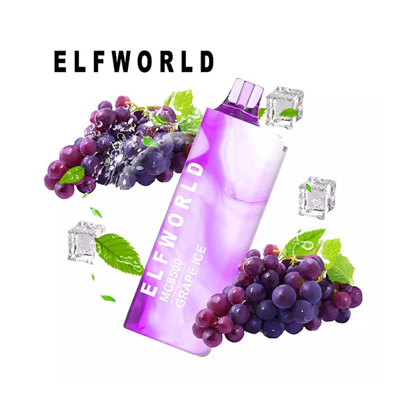 Vape ELFWORLD MC8500 Vape Grape Ice, 8500 Puffs 14ml E-liquid Disposable Hookah Bar