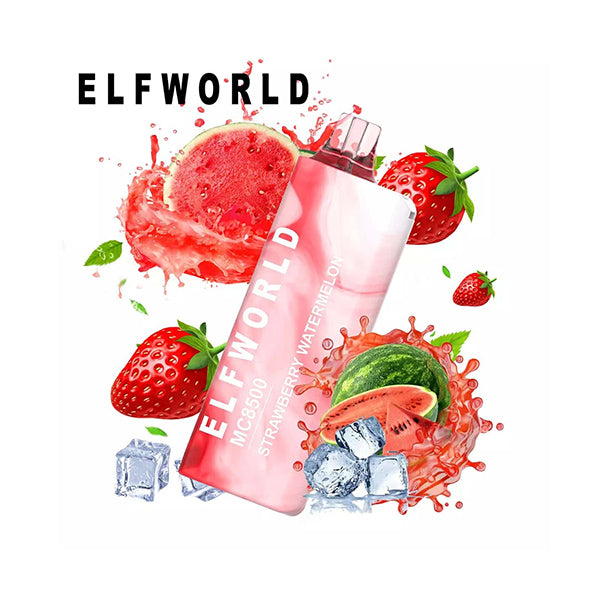 Vape ELFWORLD MC8500 Vape Strawberry Watermelon, 8500 Puffs 14ml E-liquid Disposable Hookah Bar