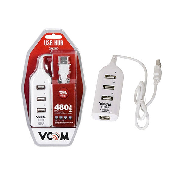 Vcom Electronics Accessories White / Brand New Vcom DH226 USB 2.0 HUB 4 Ports