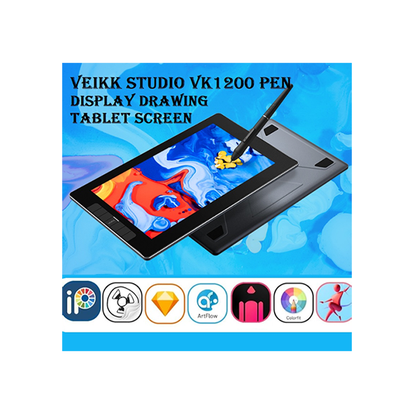 VEIKK Toys VEIKK Studio VK1200 Pen Display Drawing Tablet Screen, 11.6 Inch Full-Laminated Graphic Drawing Monitor, Battery-Free Pen and Tilt Function, 6 Customized Keys, Anti-glare Glass (Must be Connected to a PC to Work