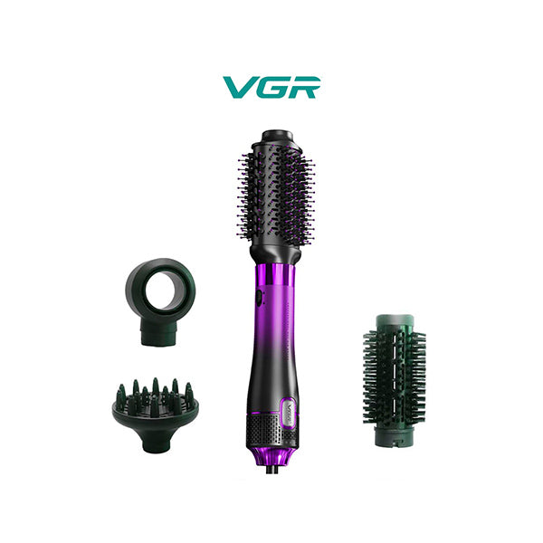 Vgr Personal Care VGR Professional 1000- 1100W 4 in 1 Hot Air Brush, 4 Styling Heads, Diffuser, Concentrator, Round & Oval Brushes, Fast Drying & Volumizing, Suitable for All Hair Types