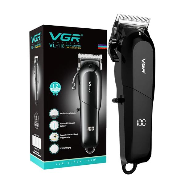 Vgr Personal Care VGR V-118 Professional Corded & Cordless Hair Clipper with LED Display 6 Length Settings | 200 min Runtime