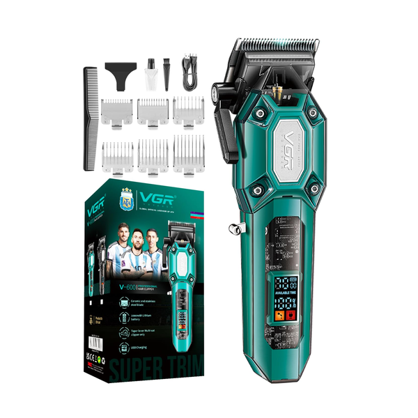 Vgr Personal Care VGR V-600 Professional Cordless Hair Clipper for Men & Barbers | 200 Min Runtime, USB Type-C, LED Display & Adjustable Taper Lever | High-Performance Hair Clipper for Home & Salon Use
