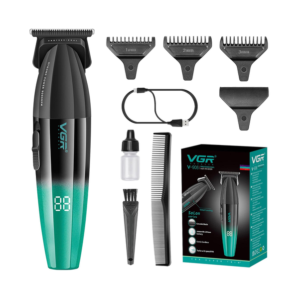Vgr Personal Care VGR V-906 Fresh Fade Professional Hair Trimmer, 9000rpm Zero Gapped Beard Trimmer for Men, DLC T-Blade Cordless Hair Clipper for Barbers and USB Rechargeable