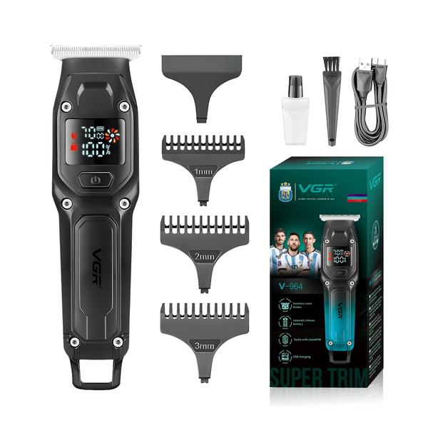 Vgr VGR V-964 Professional Hair Trimmer for Men, Turbo Mode, LED Display, 1.5 Hour Runtime, Quick Charge, Stainless Steel Blades, Cord/Cordless Use, LED Display, 3 Cutting Lengths