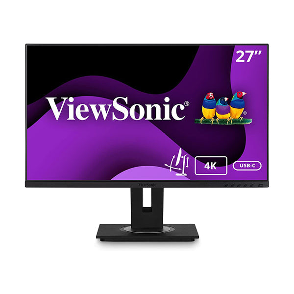 ViewSonic Video Black / Brand New / 1 Year ViewSonic VG2756-4K, 27" 4K UHD Ergonomic IPS Docking Monitor with 90W USB C and RJ45