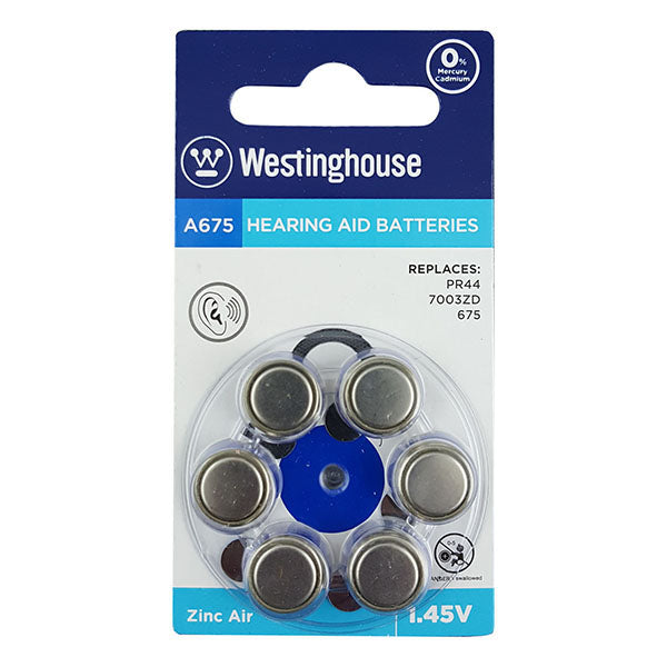 Westinghouse A675 Hearing Aid Battery 1.45 Volt Pack of 6
