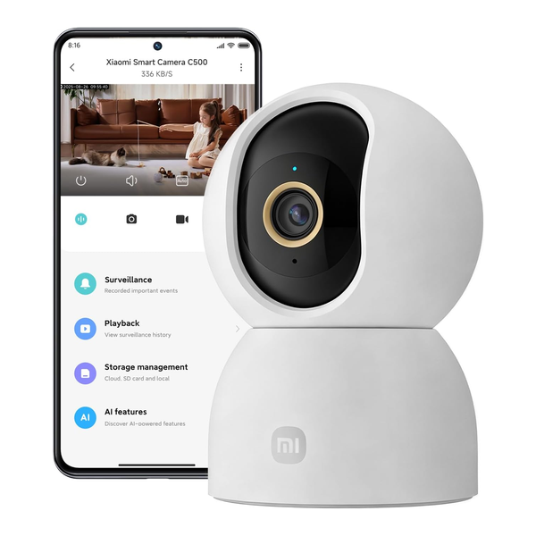 Xiaomi Cameras Brand New XIAOMI C500 Indoor Security Camera, 2.4/5GHz WiFi Camera, Baby Monitor, AI Detection and Tracking, 360° View, Two-Way Audio, Compatible with Alexa and Google