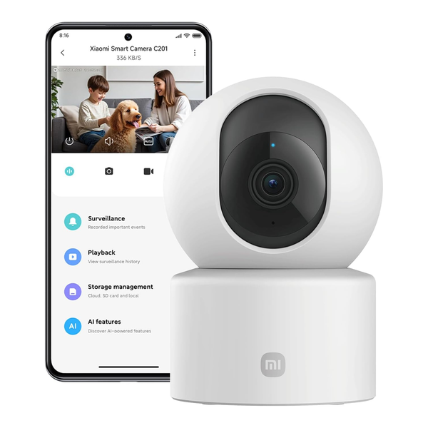 Xiaomi Cameras Brand New XIAOMI Smart Camera C201, 1080p Indoor Security Camera with Physical Lens Shielding, 360° Panoramic View, AI Human & Pet Detection, Full-Color Night Vision, Wi-Fi 6, Works with Google Assistant, 1pack