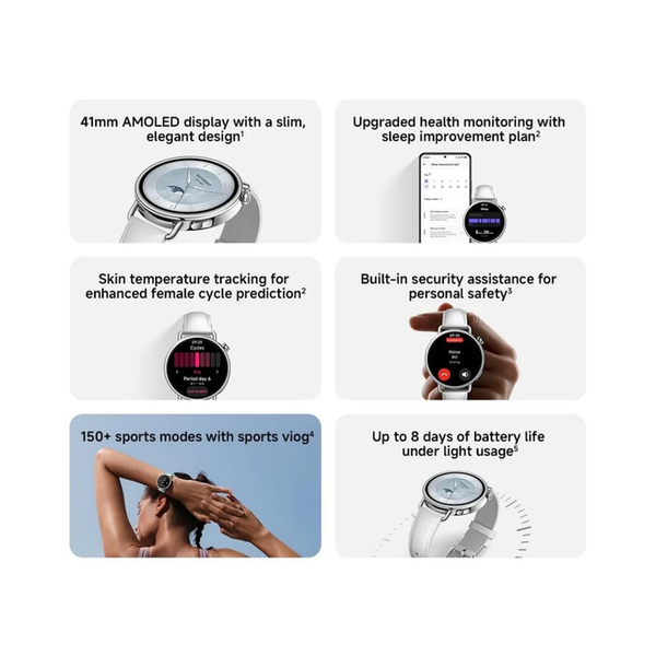 Xiaomi Jewelry Brand New / 1 Year Xiaomi Watch S4 41mm AMOLED display with a Slim, Elegant Design, Strap White
