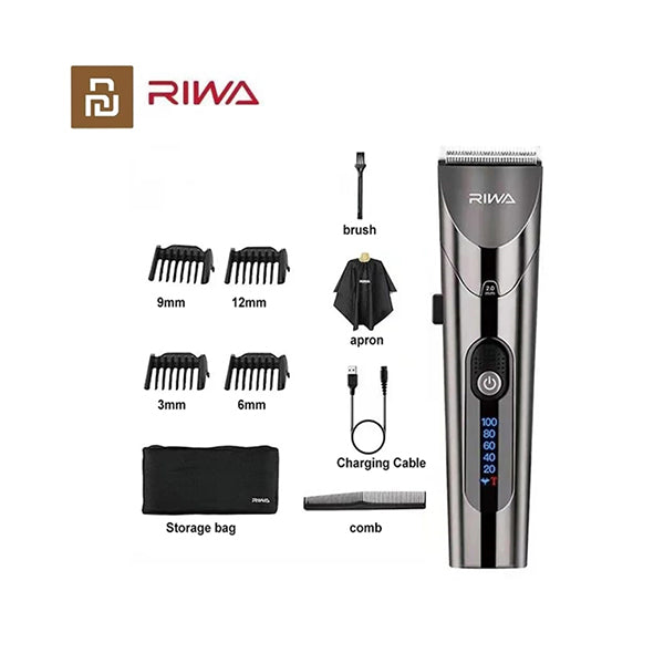 Xiaomi Personal Care Professional Xiaomi RIWA Hair Clipper Titanium Blade Cordless Digital Hair Trimmer Shaving, Shaver