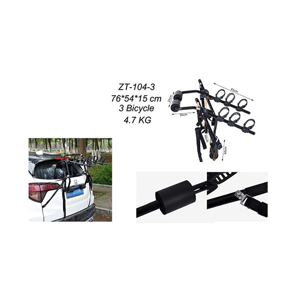 Zentorack Vehicle Parts & Accessories Black / Brand New Zentorack Bike Carrier Mount Bicycle Rack - 3 Bikes