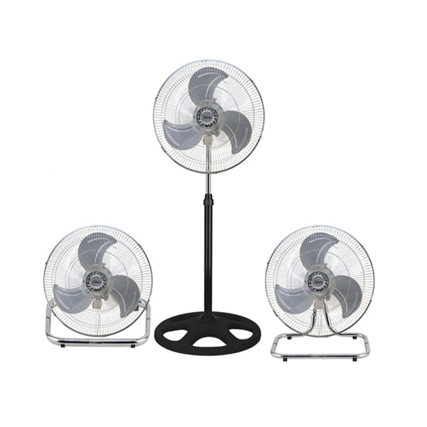 Zilan Household Appliances Black / Brand New / 1 Year Zilan 3 In-1 Stand Fan 18-Inc Stand/Floor/Desk, 3 Speeds, Metal Blade, 55W - ZLN3840