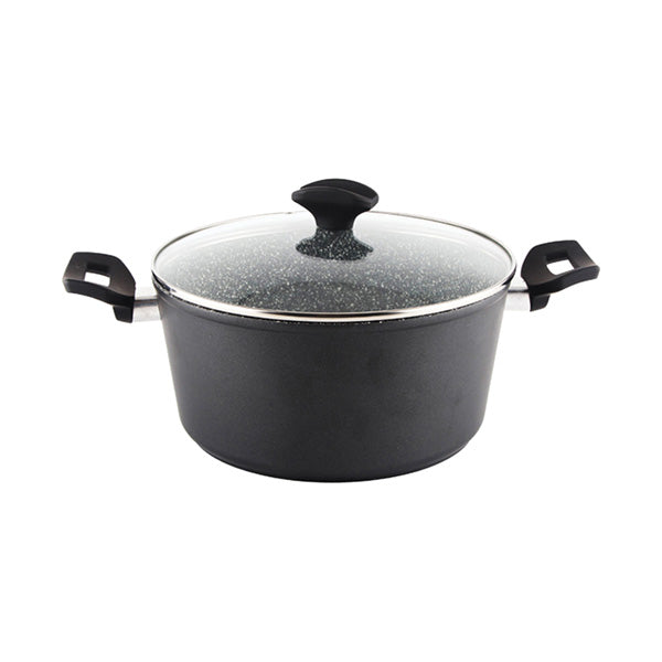 Zilan Kitchen & Dining Black / Brand New Zilan, Granite Saucepan 28Cm with Glass Lid Induction - ZLN3338