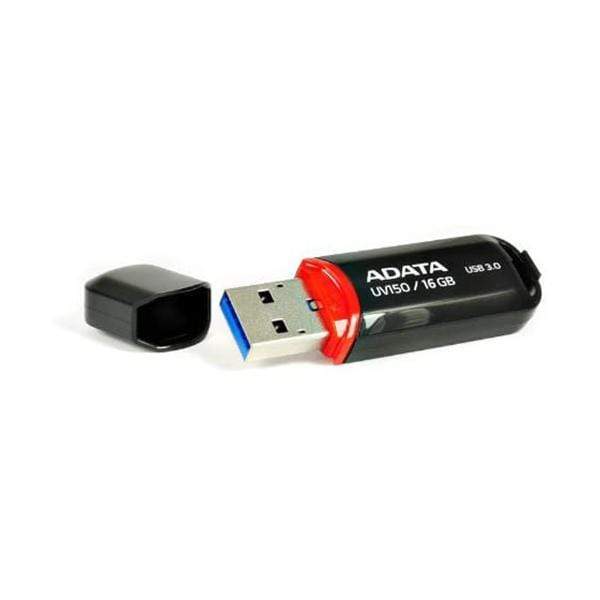 ADATA UV150 16GB USB 3.0 Snap-on Cap Flash Drive, Black (AUV150-16G-RBK)