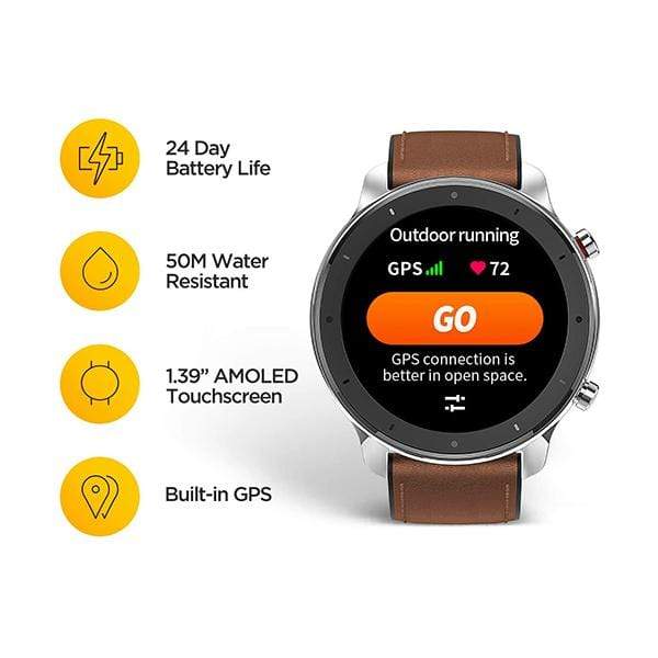 Amazfit GTR Smartwatch, 1.39'' AMOLDED Display 24/7 Heart Rate Monitor, 24  Day Batter Life, 12 Sports Modes(47mm, GPS, Bluetooth), Aluminum Alloy