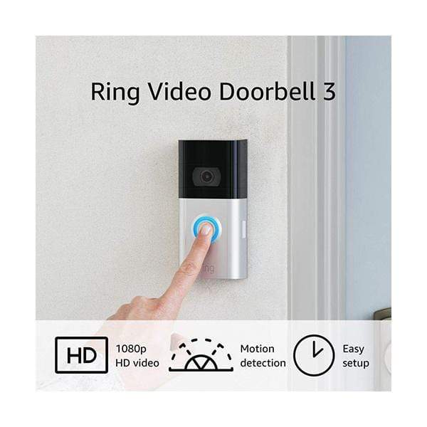 Amazon Security & Surveillance Systems Black / Brand New / 1 Year Ring Video Doorbell 3 – enhanced wifi, improved motion detection, easy installation