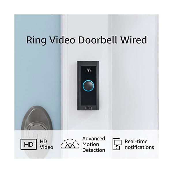 Amazon Security & Surveillance Systems Brand New / 1 Year Ring Video Doorbell Wired – Convenient, essential features in a compact design, pair with Ring Chime to hear audio alerts in your home (existing doorbell wiring required) - 2021 release